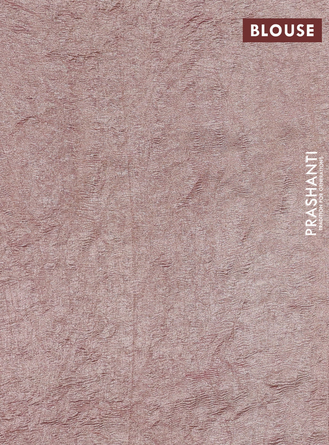 Munga silk saree pastel pink and mauve pink with allover zari woven stripes pattern in borderless style