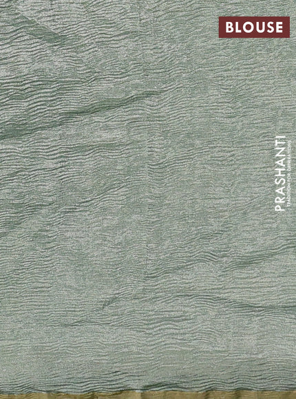 Munga silk saree pastel grey with allover zari woven stripes pattern in borderless style