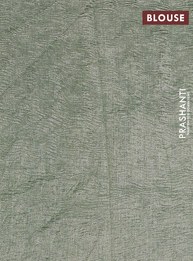 Munga silk saree pastel blue and pastel green with allover zari woven stripes pattern in borderless style