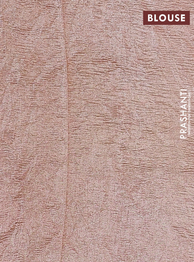 Munga silk saree sandal with allover zari woven stripes pattern in borderless style