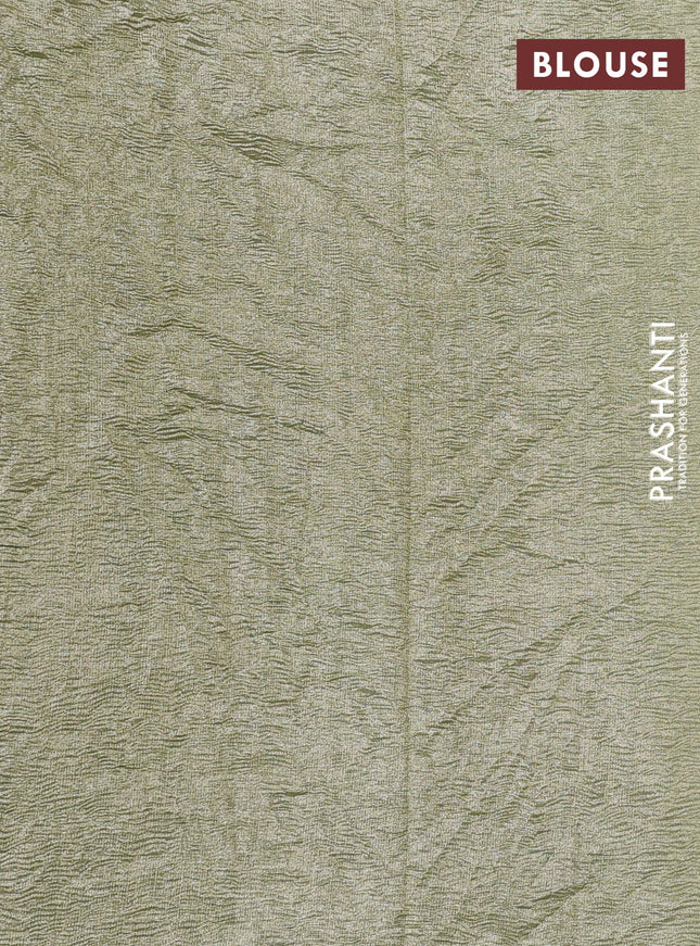 Munga silk saree beige with allover zari woven stripes pattern in borderless style