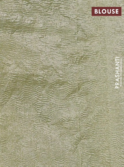 Munga silk saree pastel green and multi colour with allover zari woven stripes pattern in borderless style