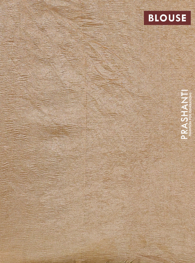 Munga silk saree pale yellow with allover zari woven stripes pattern in borderless style