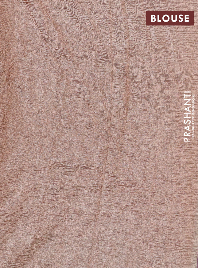 Munga silk saree pastel pink with allover zari woven stripes pattern in borderless style