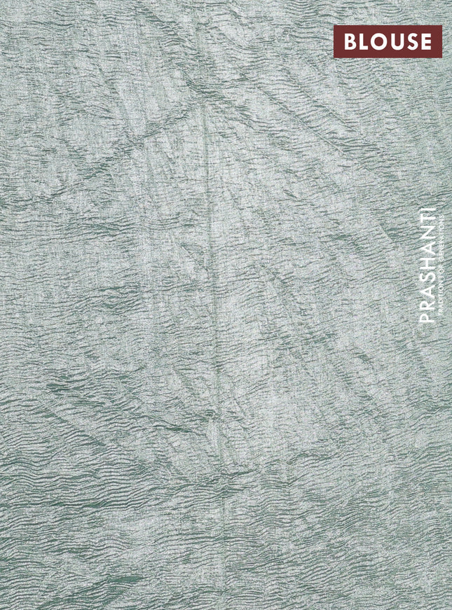 Munga silk saree pastel shade and pastel blue with allover rangart weaves in borderless style