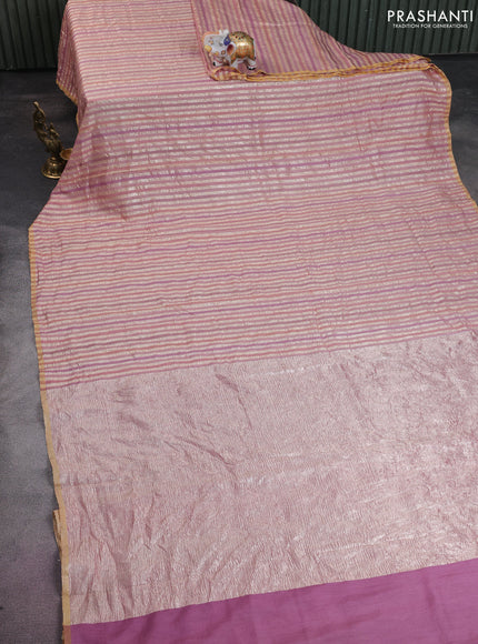 Munga silk saree multi colour and peach pink with allover rangart weaves in borderless style