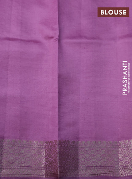 Banarasi poona silk saree peach pink and lavender with allover silver zari woven buttas and silver long zari woven border