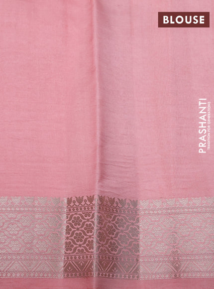 Banarasi poona silk saree orange with allover silver zari woven buttas and long rich zari woven border