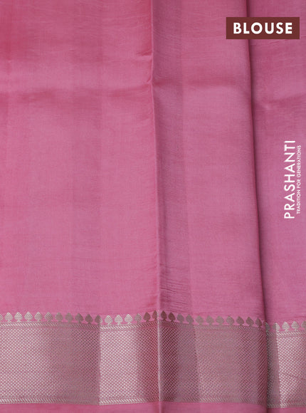 Banarasi poona silk saree pink and light pink with allover zari weaves and zari woven border