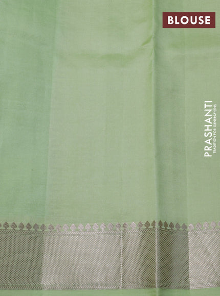 Banarasi poona silk saree green and pista green with allover zari weaves and zari woven border