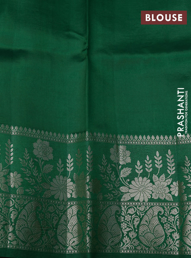 Banarasi poona silk saree pista green and green with silver & gold zari woven buttas and rich zari woven border