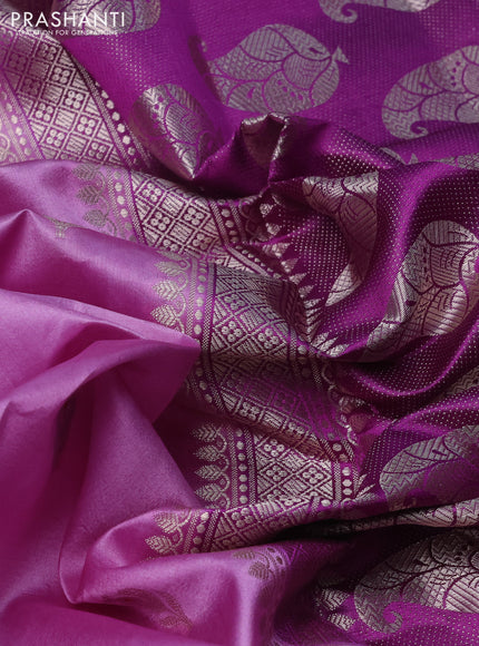 Banarasi poona silk saree lavender and purple with silver & gold zari woven buttas and rich zari woven border
