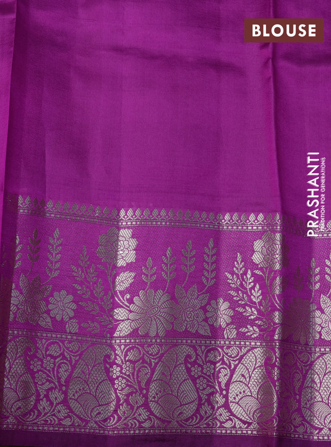 Banarasi poona silk saree lavender and purple with silver & gold zari woven buttas and rich zari woven border