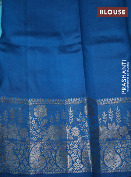 Banarasi poona silk saree light blue and cs blue with silver & gold zari woven buttas and rich zari woven border