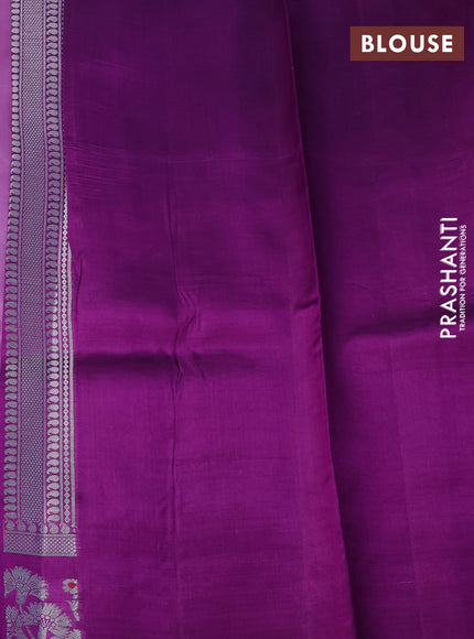 Banarasi poona silk saree lavender and deep purple with zari woven floral buttas and zari woven border