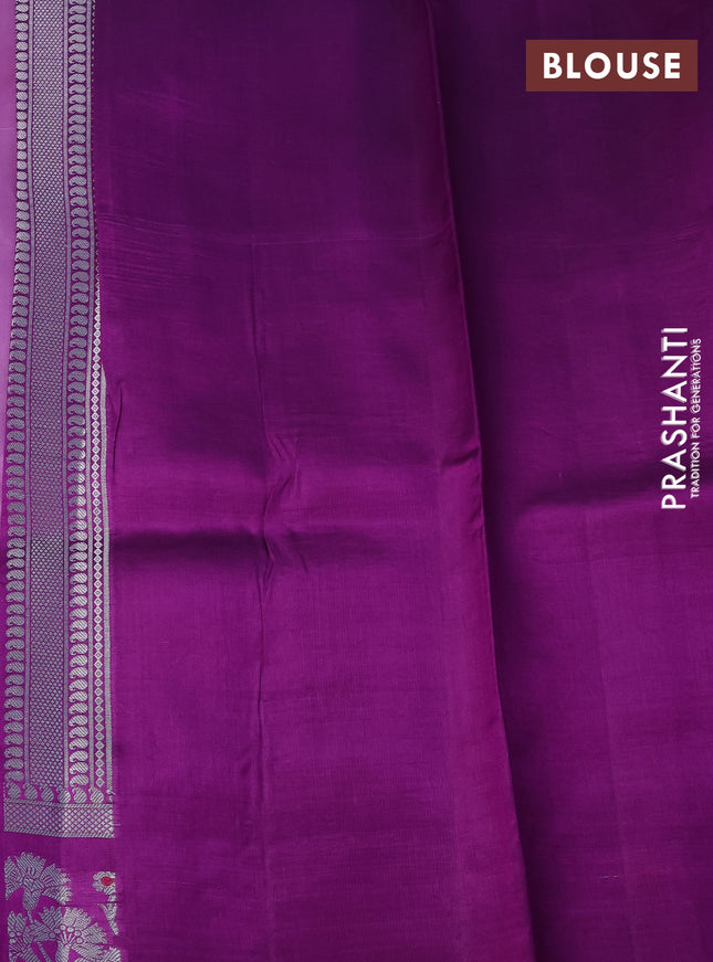 Banarasi poona silk saree lavender and deep purple with zari woven floral buttas and zari woven border