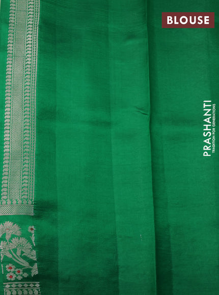 Banarasi poona silk saree pista green and green with zari woven floral buttas and zari woven border