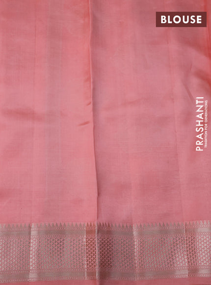 Banarasi poona silk saree orange and peach orange with allover thread & zari floral weaves and zari woven border