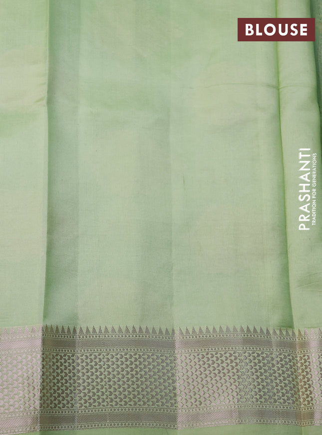 Banarasi poona silk saree green and pista green with allover thread & zari floral weaves and zari woven border