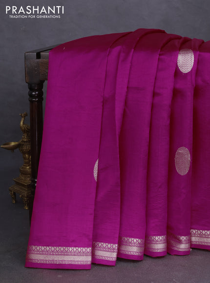 Banarasi poona silk saree dark pink with zari woven buttas and zari woven border