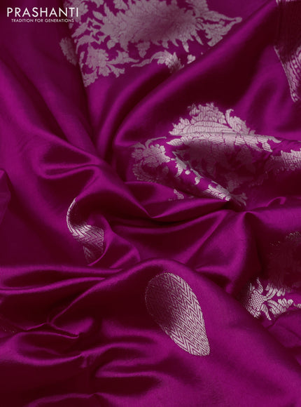 Banarasi poona silk saree dark pink with zari woven buttas and zari woven border