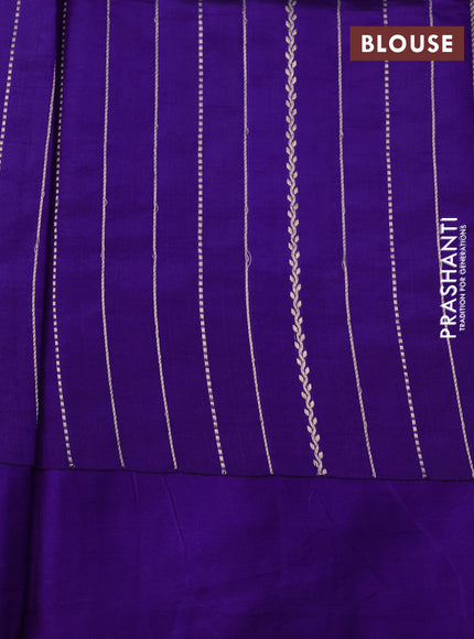 Banarasi poona silk saree violet with zari woven floral buttas and zari woven butta border