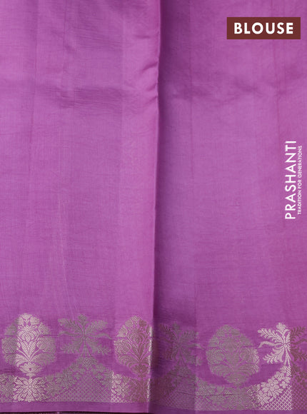 Banarasi poona silk saree peach pink and lavender with allover zari woven geometric weaves and long zari woven border