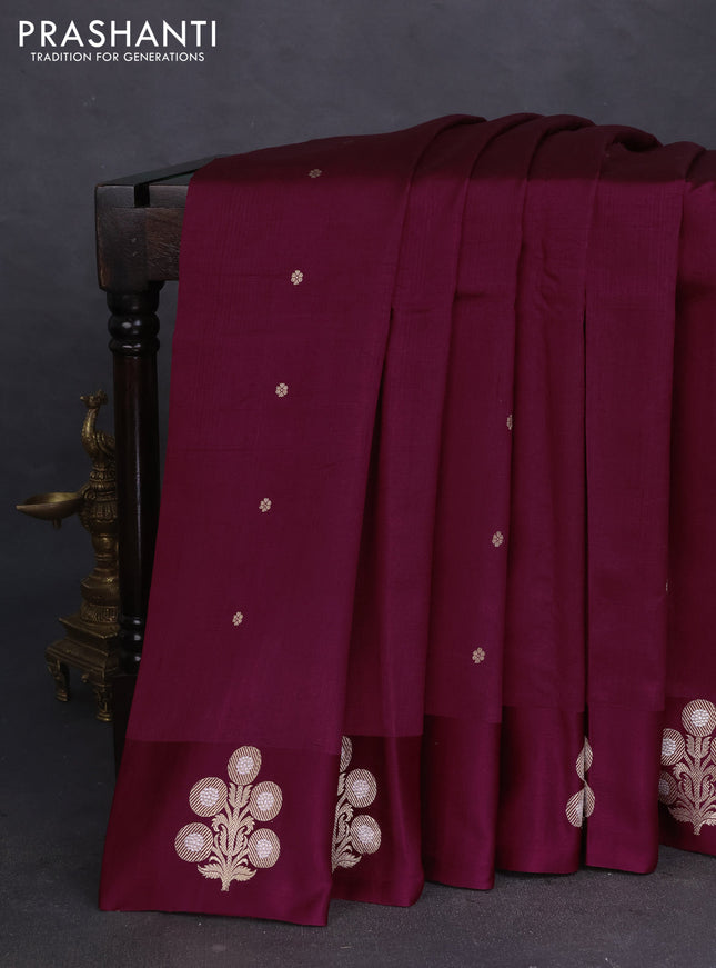 Banarasi poona silk saree maroon with zari woven buttas and zari woven butta border