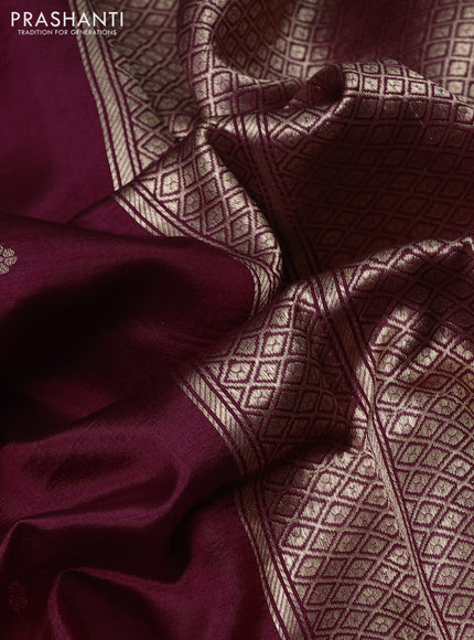 Banarasi poona silk saree maroon with zari woven buttas and zari woven butta border