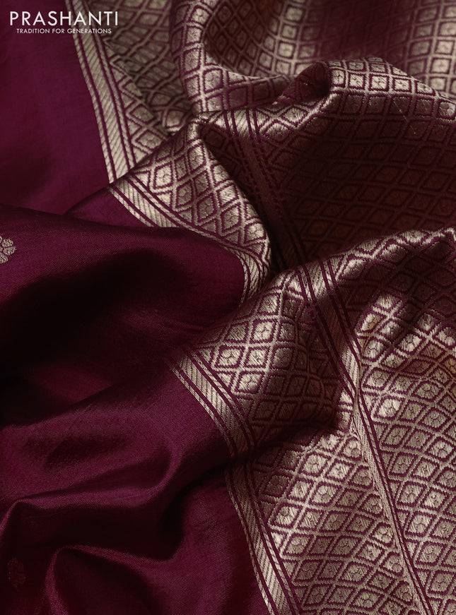 Banarasi poona silk saree maroon with zari woven buttas and zari woven butta border