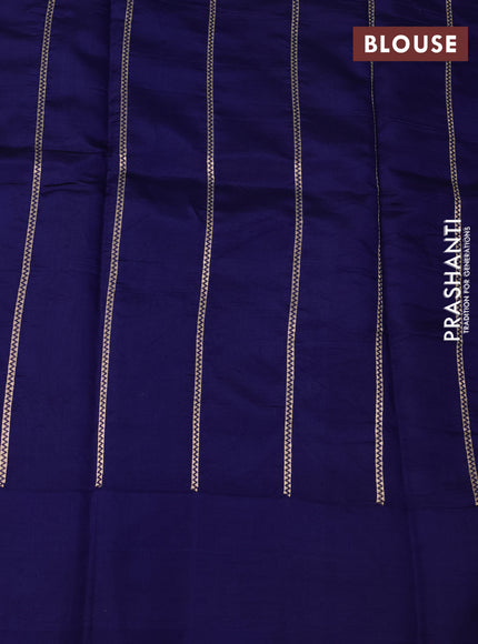 Banarasi poona silk saree dark blue with zari woven buttas and zari woven butta border