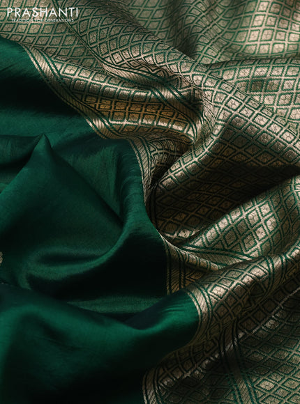 Banarasi poona silk saree green with zari woven buttas and zari woven butta border