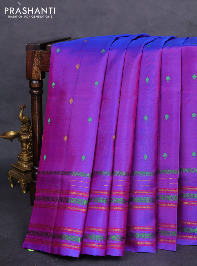 Pure soft silk saree dual shade of purple with thread woven buttas and thread woven border