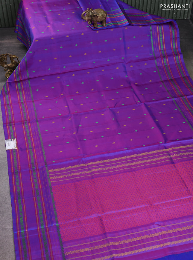Pure soft silk saree dual shade of purple with thread woven buttas and thread woven border