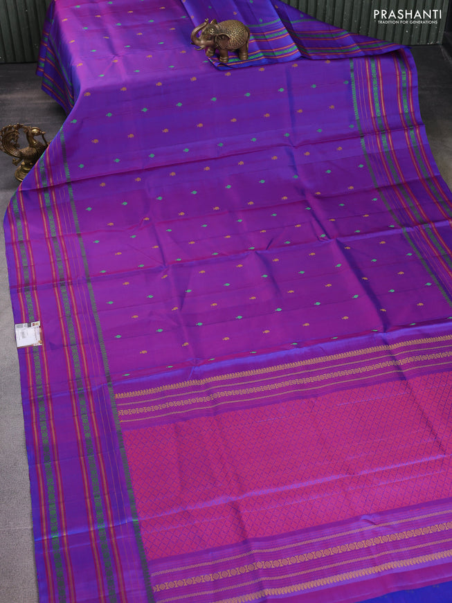 Pure soft silk saree dual shade of purple with thread woven buttas and thread woven border