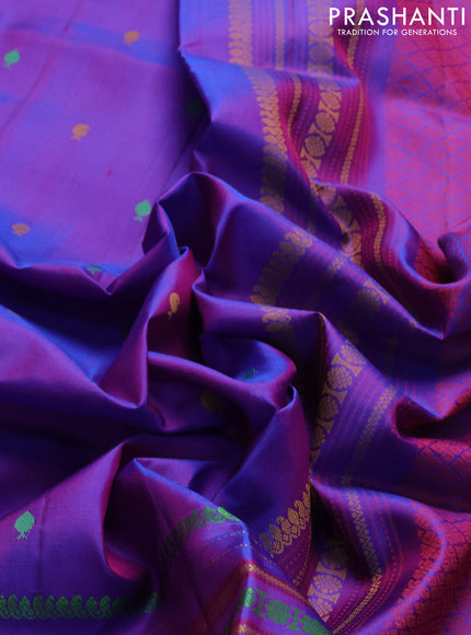 Pure soft silk saree dual shade of purple with thread woven buttas and thread woven border