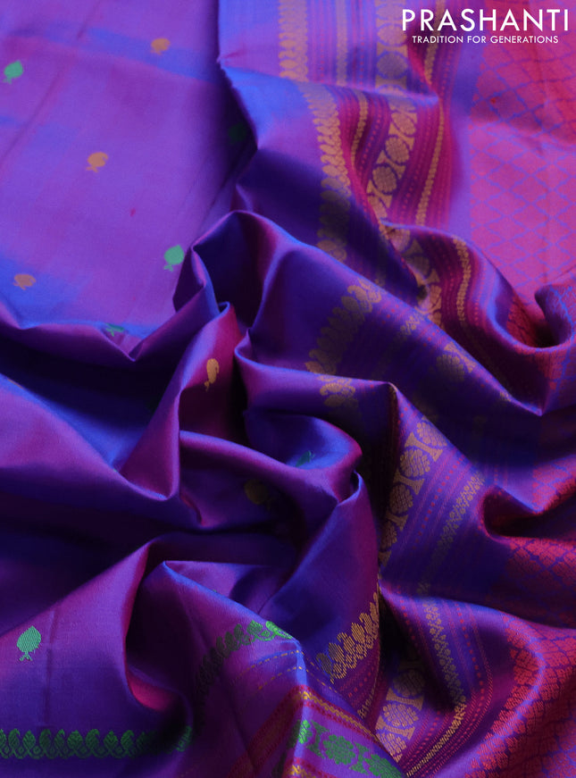 Pure soft silk saree dual shade of purple with thread woven buttas and thread woven border