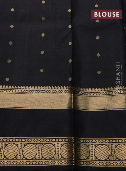Pure soft silk saree grey and black with annam zari woven buttas and rettapet zari woven border