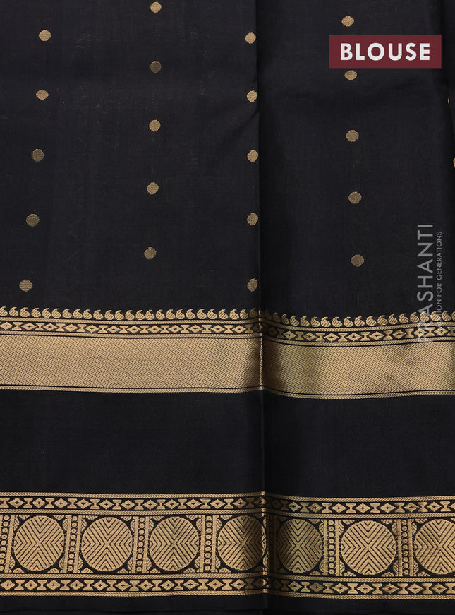 Pure soft silk saree grey and black with annam zari woven buttas and rettapet zari woven border