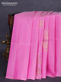 Pure soft silk saree light pink with pichwai zari woven buttas in borderless style