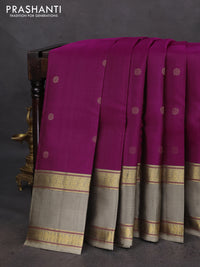 Pure soft silk saree purple and grey with zari woven buttas and rettapet zari woven border