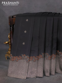Pure soft silk saree black with zari woven buttas and rich zari woven border