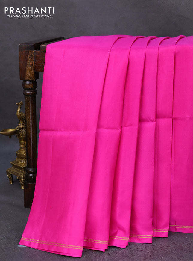 Pure soft silk saree pink and black with plain body and hand painted kalamkari pallu