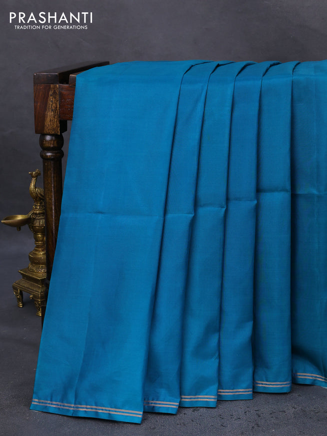 Pure soft silk saree dual shade of teal and maroon with plain body and hand painted kalamkari pallu