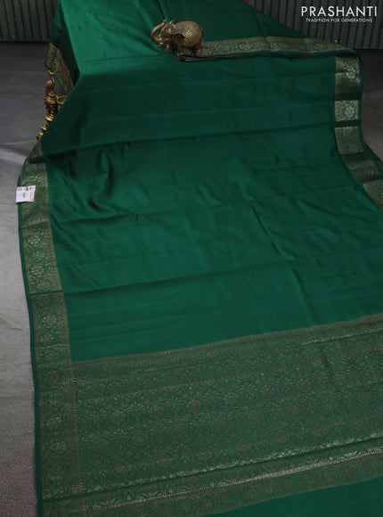 Chiniya silk saree green and maroon with plain body and woven border