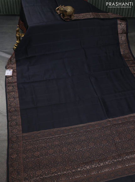 Chiniya silk saree black and maroon with plain body and woven border