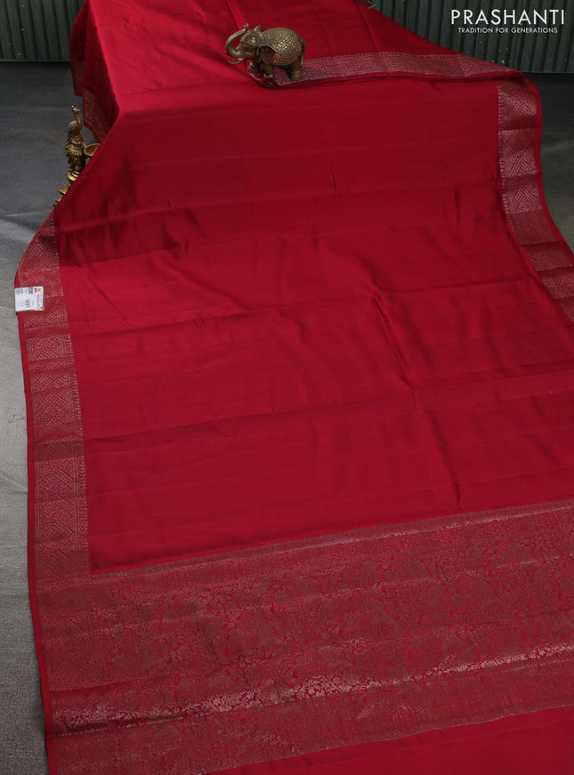Chiniya silk saree maroon and deep jamun with plain body and woven border