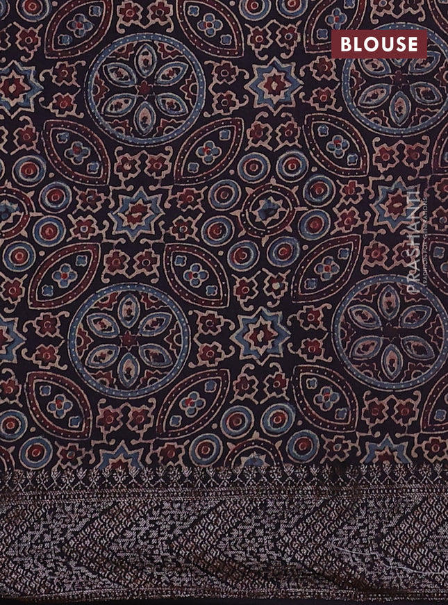 Chiniya silk saree maroon and deep jamun with plain body and woven border