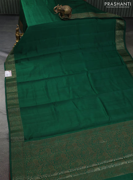 Chiniya silk saree green and maroon with plain body and woven border