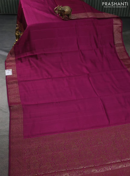 Chiniya silk saree wine shade and deep jamun with plain body and woven border